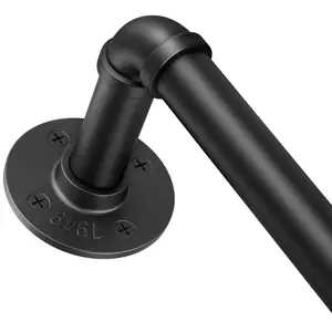 1 Inch Heavy Duty Blackout Adjustable Curtain Rods for Windows, Industrial Pipe Wrap Around Room Divider Decorative Curtain Rods Wall Mount & Ceiling Mount, Black, 72-144 Inch
