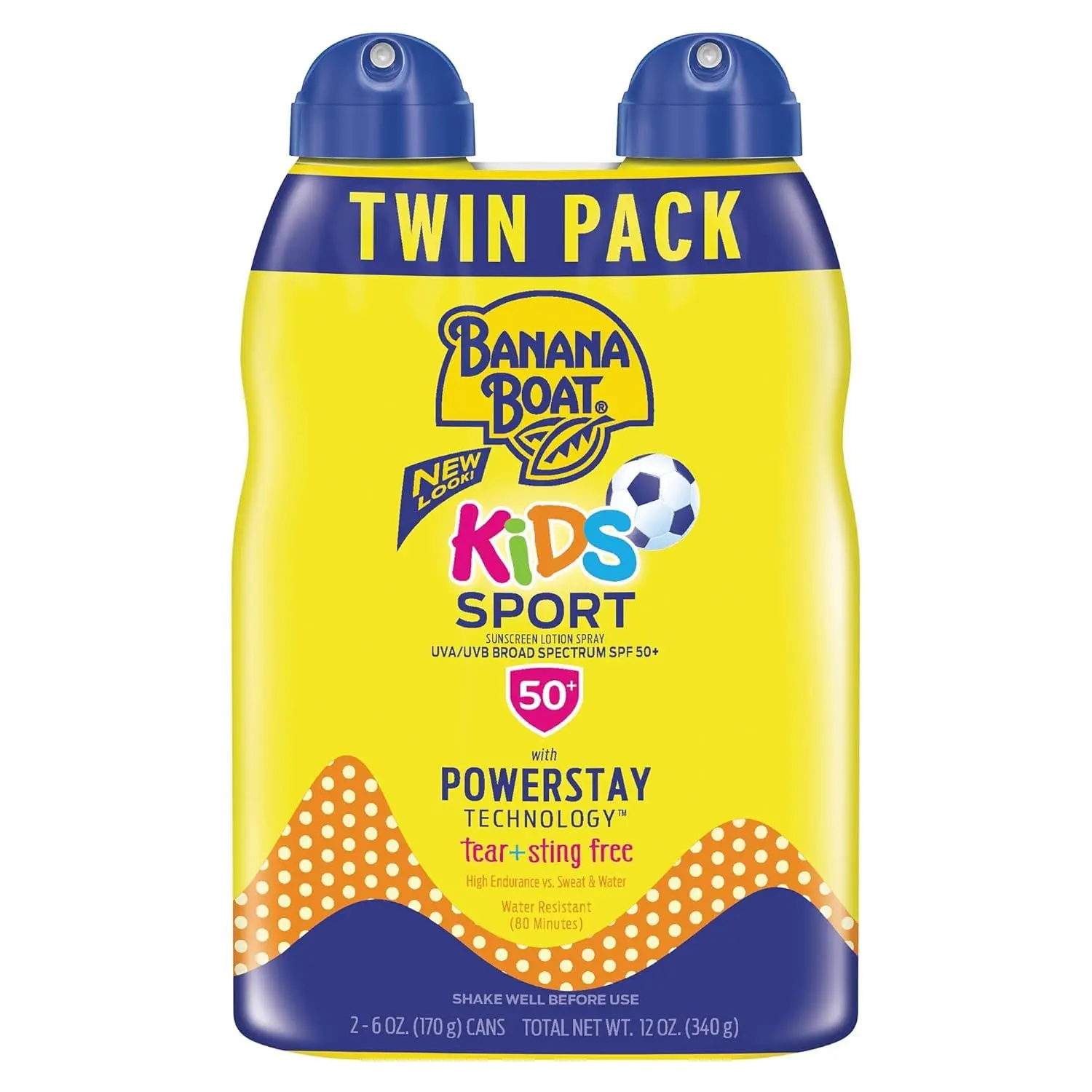 Banana Boat Kids Sport Sunscreen Spray SPF 50, Twin Pack | Kids Sunscreen Spray, Kids Sunblock Spray, Oxybenzone Free Sunscreen for Kids, Spray Sunscreen SPF 50, 6Oz Each Edgewell Personal Care