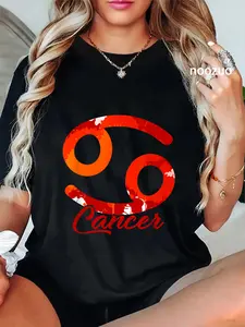 100% Cotton Unisex Astrological Sign Gift Idea Symbol Zodiac Sign Cancer T-Shirt Casual Top