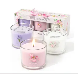 Scented Candles, Scented Candle Gift Set for Stress Relief, 3 Votive Candles for Women and Men, Birthday Candle Gifts for Women, Christmas Candles for Women (Pink + Purple + White, 7 oz)