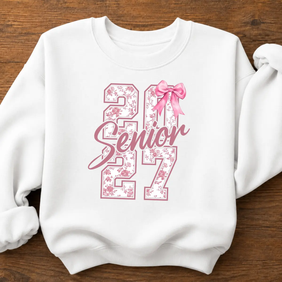 Senior 2027 Sweatshirt, Pink Coquette Graduation Crewneck, Class of 2027 Floral Graphic Pullover, Cute High School Senior Gift, Graduation Gift for Girls - Trend Cotton Shop