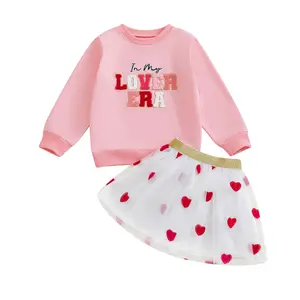 Toddler Girl Valentines Day Outfit Letter Sweatshirt Love Heart Tutu Skirts Sets Little Girl Valentine Clothes