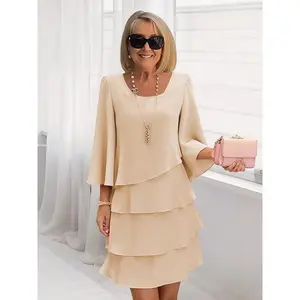 Summer Spring Fashion Layered Cake Dress Women's Elegant Loose Fit Slimming Round Neck Dresses Female 2026 Spring&Summer Layered Design Sleeveless Strap prom dress wedding guest dresses wedding guest dress spring wedding guest dress formal dresses hem