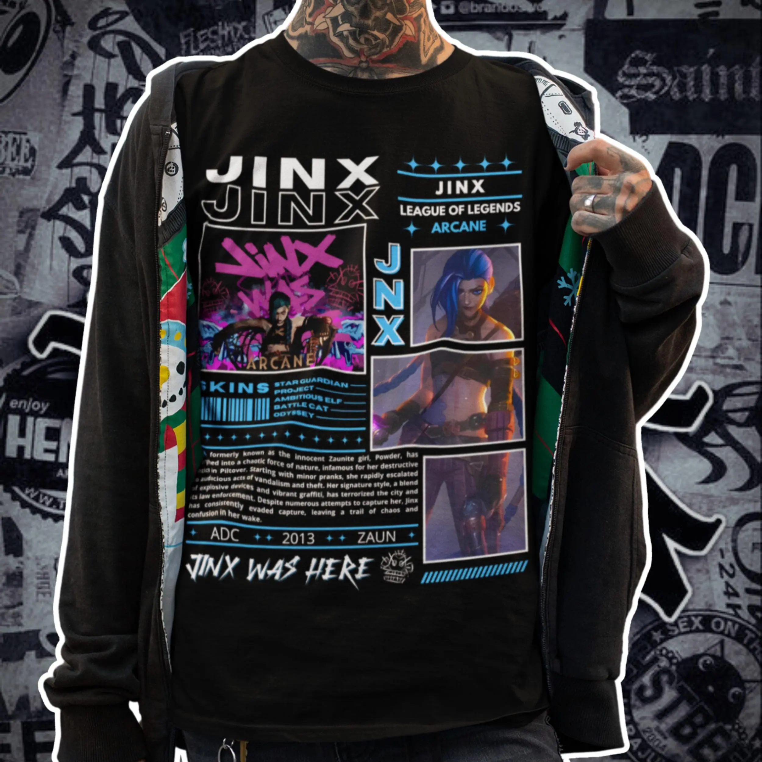 League of Legends, Jinx Hoodie Unisex, Arcane, Vi, Powder