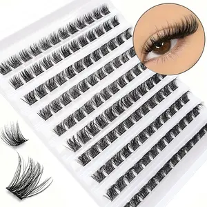 120 Wispy Eyelash Bundle - Natural Appearance D Curled Single Eyelash, 8-16mm Fluffy, Eyelash Extensions