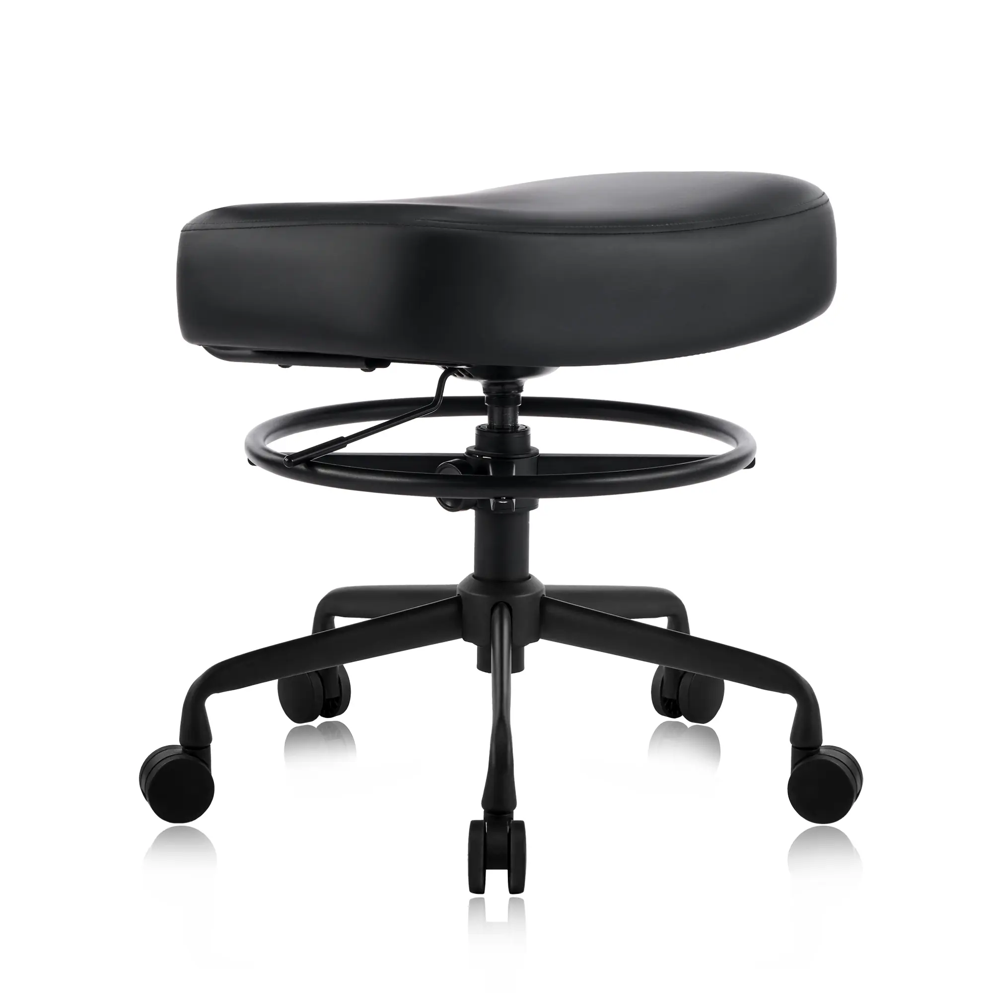 DR.LOMILOMI Ergonomic Saddle Stool with Footring, Adjustable Height Rolling Chair, Memory Foam Seat, 500 lbs Capacity for Dental & Medical Office