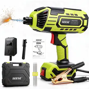 SEESE Portable Electric Welding Machine,110V Portable Welder Handheld with IGBT Inverter 5 Variable Current Adjustment, ARC Welder Gun, Fits for 3/32" Wire Rods (Green)