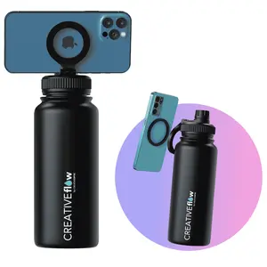 CreativeFlow MagSafe Water Bottle Tripod + Free Magnetic Booster Ring | 32oz Stainless Steel Magnetic Water Bottle with MagSafe Compatible Phone Mount
