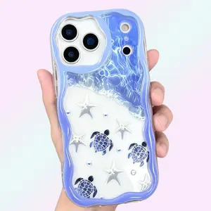 Fresh Sea Water Phone Case for iPhone 11-17 Shockproof Anti-drop Airbag Protection Lens Cover Protective Smartphone Casing Cellphone Protector