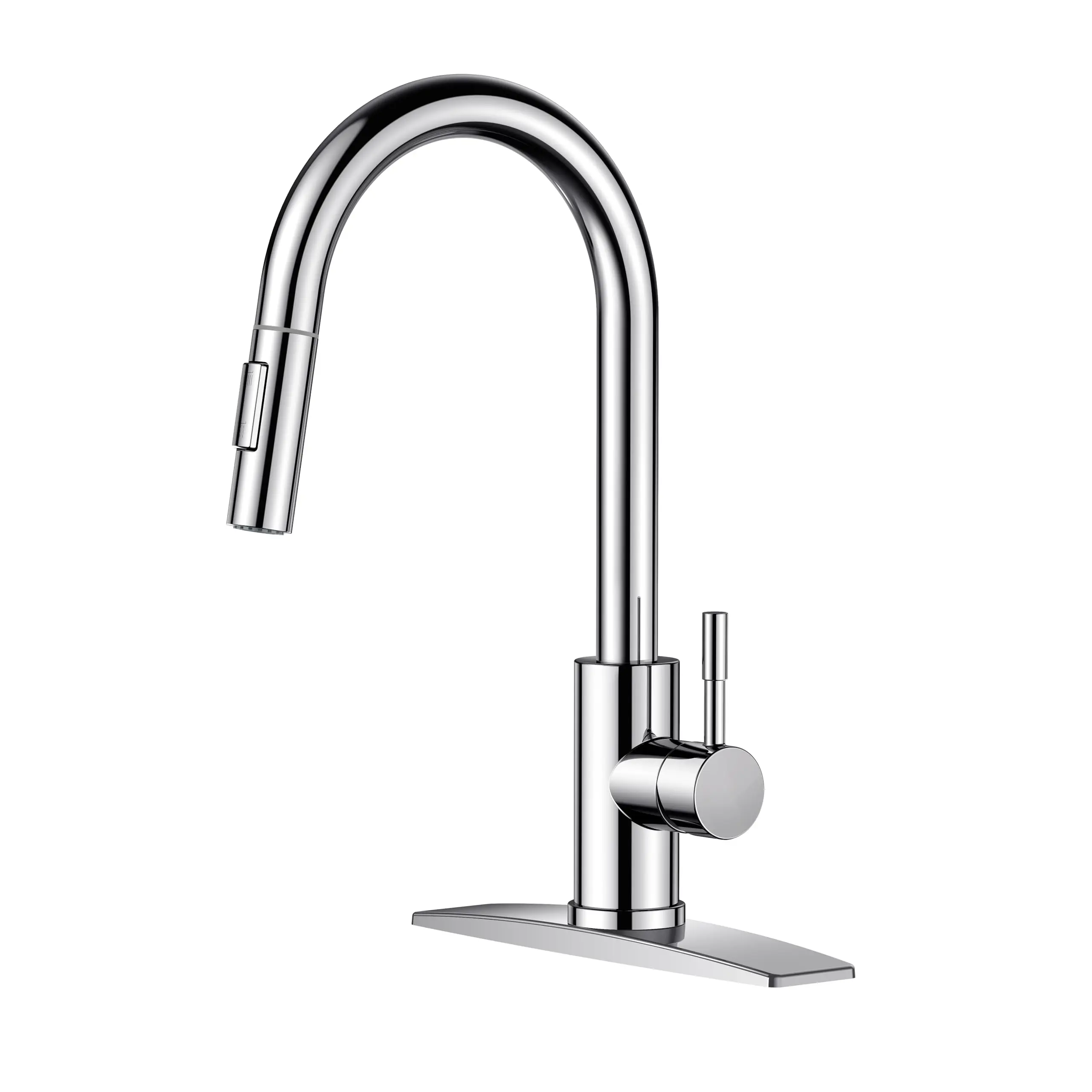 FORIOUS Kitchen Faucet with Pull Down Sprayer 2 Modes Sink Basin Faucet Chrome Silver Stainless Steel Kitchen Sink Faucets with Deck for 1 Or 3 Hole homedecor