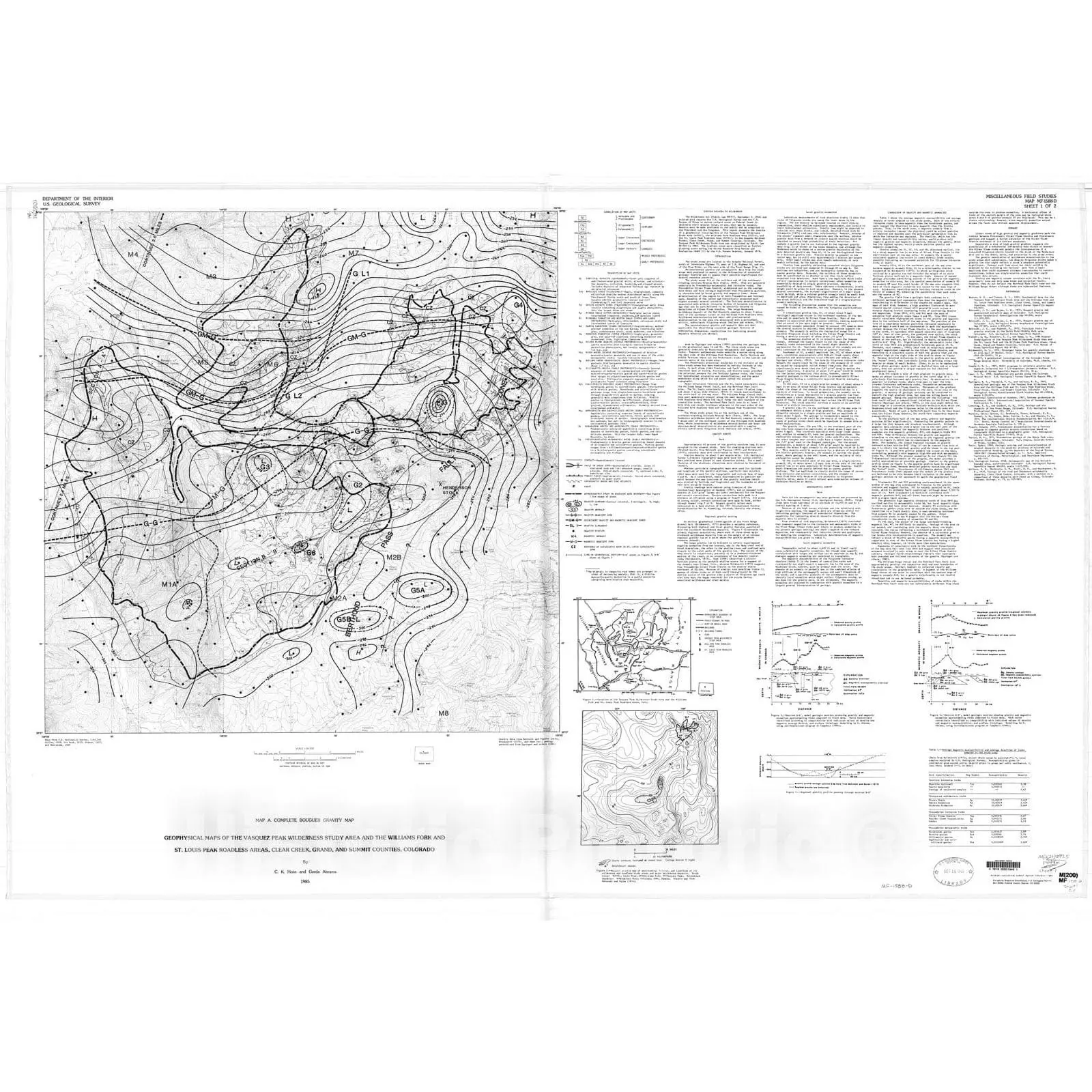 Vasquez Peak Wilderness Area, Colorado - Geophysical Map, 1985