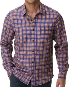 Men's Button Down Plaid Long Sleeve Dress Shirt - Wrinkle Free Business Casual Gingham Shirt Top