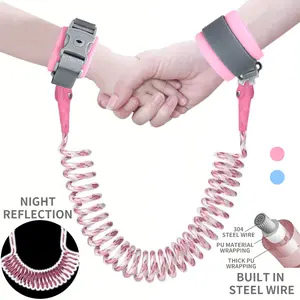 1.5m Anti-Lost Wristband Safety Strap with Keychain, Lost Prevention Bracelet, Loose-Fit Kids Leash for Outdoor Use