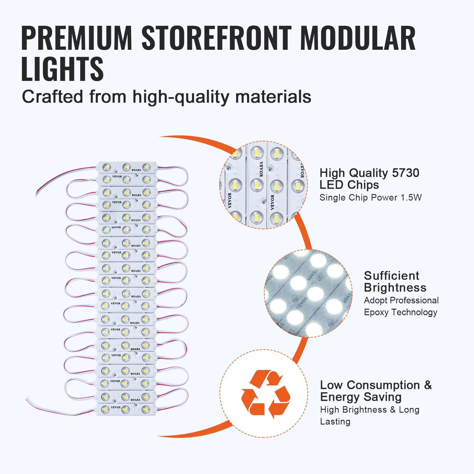Spring new arrivals 200PCS LED Storefront Lights, 108 ft DC 12V, LED Module Lights, 5730 SMD 3-LED 1.5W Window Lights with Tape Adhesive Backside, for Business Store Window Advertising Letter Signs, IP68 Waterproof