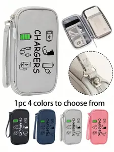 Large Capacity Electronics Travel Bag, Portable Digital Accessories Organizer, Grid Design Anti-Tangle, Suitable for All Seasons, Travel Organization Pouch