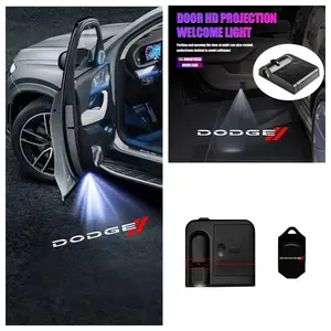 2PCS Dodge Logo Car Door Projector Lights, All-in-One Welcome Ambient Light, No-Drill Stick-On Easy Install, Universal Fit for Most Car Models, Car Exterior Interior Decoration Upgrade, Led Car Lights