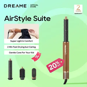 DREAME AirStyle Suite Hair Styler & High-Speed Dryer, 110,000 RPM Motor, 3 Essential Snap-On Attachments for Curling, Volumizing & Fast Dry, Frizz Control, Cool Shot, Luxury Leather Travel Bag