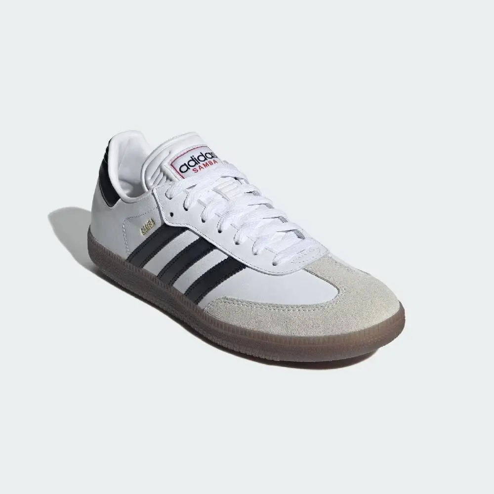 adidas Men's Samba Classic Leather Soccer Shoe - Abrasion Res., Indoor Courts, Cloud White/Core Black/Vivid Red
