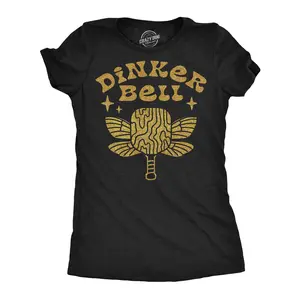Womens Funny T Shirts Dinker Bell Sarcastic Pickleball Graphic Novelty Tee For Ladies Funny Womens T Shirts Cute Vintage Fashion Casual Ladies T-Shirt Gift Sarcastic Tops for Women Funny Pickle Ball Top Women's Black -