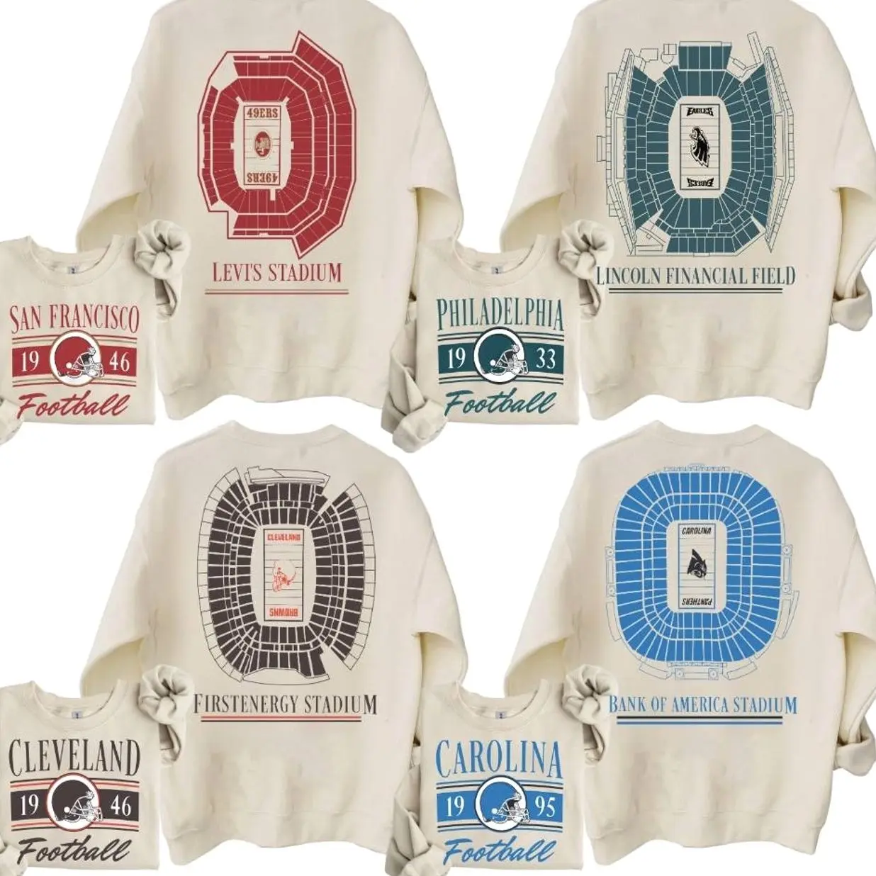 [Sale Off 50%] Football Stadium Sweatshirt, Vintage Stadium Graphic Crewneck, Retro Game Day Sports Sweatshirt in Sand Color, Football Fan Gift for Men Women