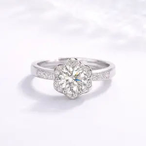 Flower Luxury Moissanite Ring Silver S925 0.5/1.0/2.0 CT - Round Cut - Lore Jewelry