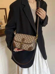 High-End Women's Crossbody Shoulder Bag, Vintage Plaid Design, Adjustable Strap, Casual Style, All Seasons PU Leather Bag, Classic Flap Crossbody