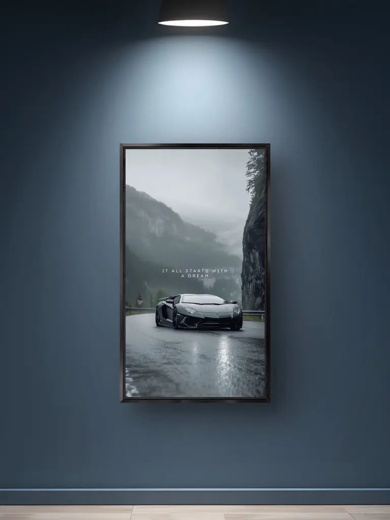 Lamborghini Huracan Artistic Photo Poster Print - 20″ X 30″ (Vertical) / Semi Glossy, Sporty Chic Adult Decor Inspo, Wipeable Cinematic Supercar Wall Decoration, Modern Home Office Room Decor, Multi-Size
