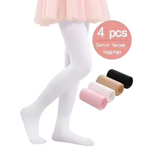 4 Pack Girls Ballet Dance Socks Tights High Elasticity Lightweight Breathable Stage Performance All Season Daily Basic Style Children Stockings