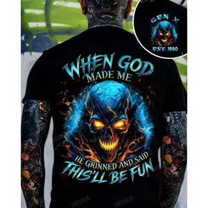 Chaosmoda Generation X When God Made Me Custom Year Skull T-shirt
