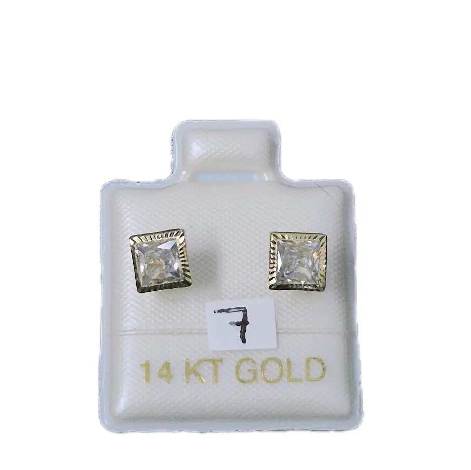 14K Real Gold Square Stud Earrings -Perfect for Any Occasion