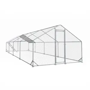 CHIKENCOOP Large Metal Chicken Run Pen Poultry Cage with Waterproof Cover for Walk-in Chicken Run for Yard Outdoor outdoorfun