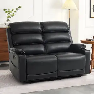 Power Reclining Loveseat with Heat and Massage, Faux Leather 6711
