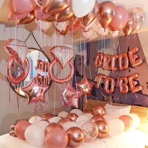 Bride To Be Balloons Set Wedding Decoration Rose Gold Diamond Balloon Ring Foil Balloon