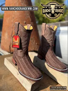 Square Toe Petatillo Aztec Boots Genuine Leather  / Botas Rodeo Petatillo Azteca Piel Genuina