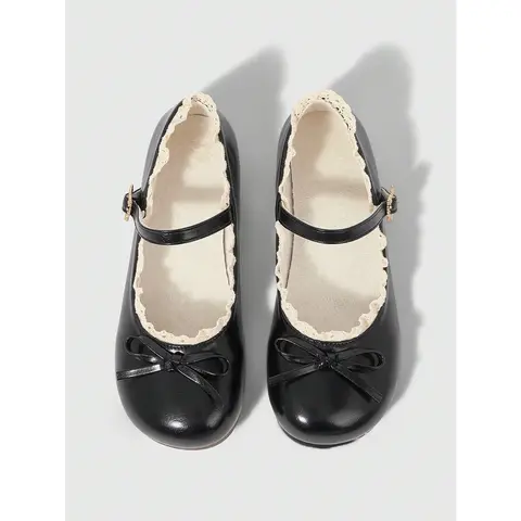 Women's Classic Soft Mary Janes Shoes - Elegant Vintage Brown Closed-Toe Leather Flats with Bow, Buckle, Rubber Sole, Design for Lolita, Party Casual Walking Footwear