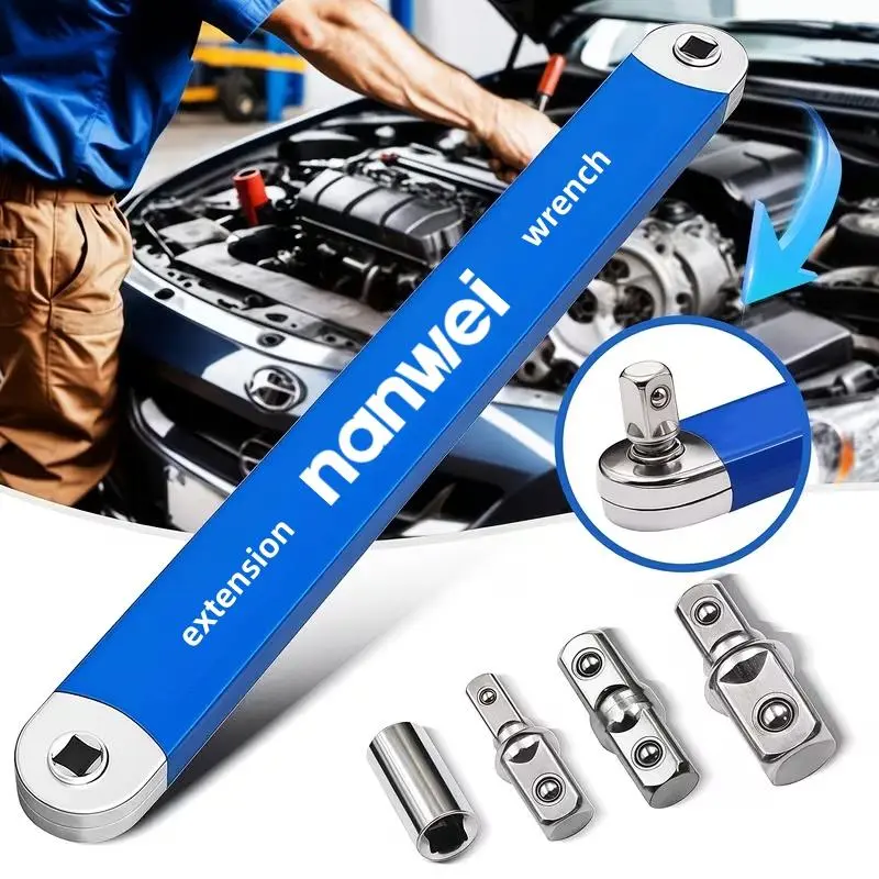 Tight Reach Extension Wrench with Adapters Set - 0° Swing Arc Offset Extension for Impact & Ratchet, Heavy Duty Hand Tool for Automotive Tight Spaces Engine Repair