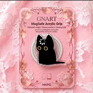 Cute Black Cat Loading Screen MagSafe Phone Grip | Clear Acrylic Universal Magnetic Ring Holder | Funny Office Mood Phone Accessory Gift for Her  Độ dài: 154 ký tự.