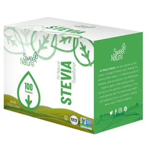 Sweet Nature | Stevia Erythritol Sweetener Powder - Keto Sugar Substitute for Diabetics - Vegan, Low Carb, Healthy, Natural, and Kosher (100 Packets)