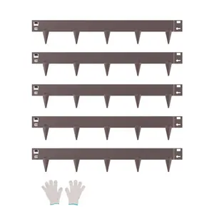 Fathersdaygift VEVOR Steel Landscape Edging, 5 Packs 39x 3 in Rust-Resistant Metal Landscape Edging, Bendable Garden Edging Border, Heavy Duty Lawn Edging, Easy-to-Install, Flower Bed Yard Pathway Divider Brown, 39X3 In, Bendable Edgedealsforyoudays