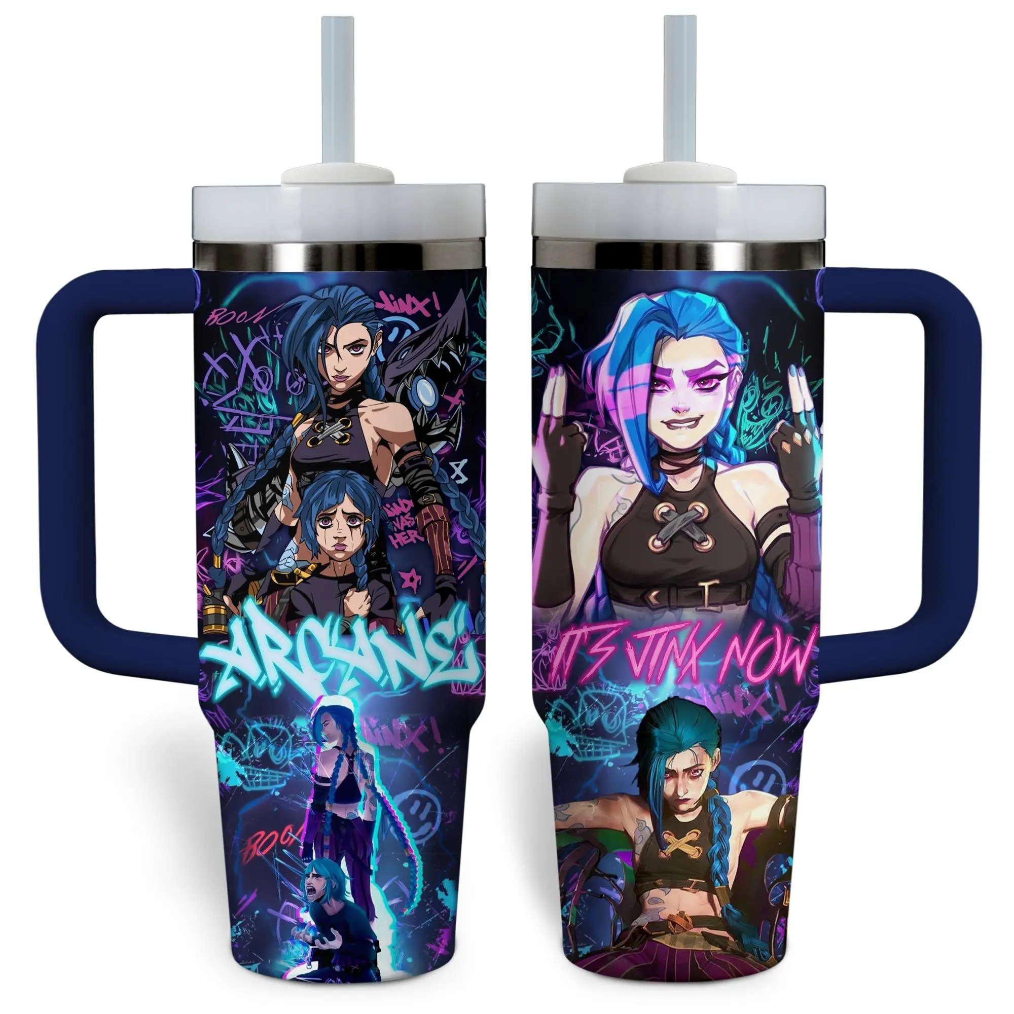 Arcane 20oz - 40oz Tumbler Stainless Steel with Straw, Double Wall Insulated, With Handle – Epic Cartoon Movies Series Design, Perfect Gift for Fans