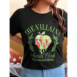 Women's Graphic Print Short Sleeve T-Shirt, Graphic Tee Top For Summer