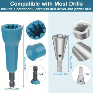 2-Piece Wire Nut Twister Set with 1/ 4inch Chuck, Wire Twisting Tool for Drilling Machines, Rotary Wire Connector Socket, Wire Connector Driver and Wire Stripping Tool, Hand Tool Set