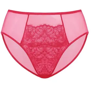 HSIA Crimson Passion Holiday Colors Mesh Lace Panty Women Underwear Mid-Rise Bikini High-Rise Brief