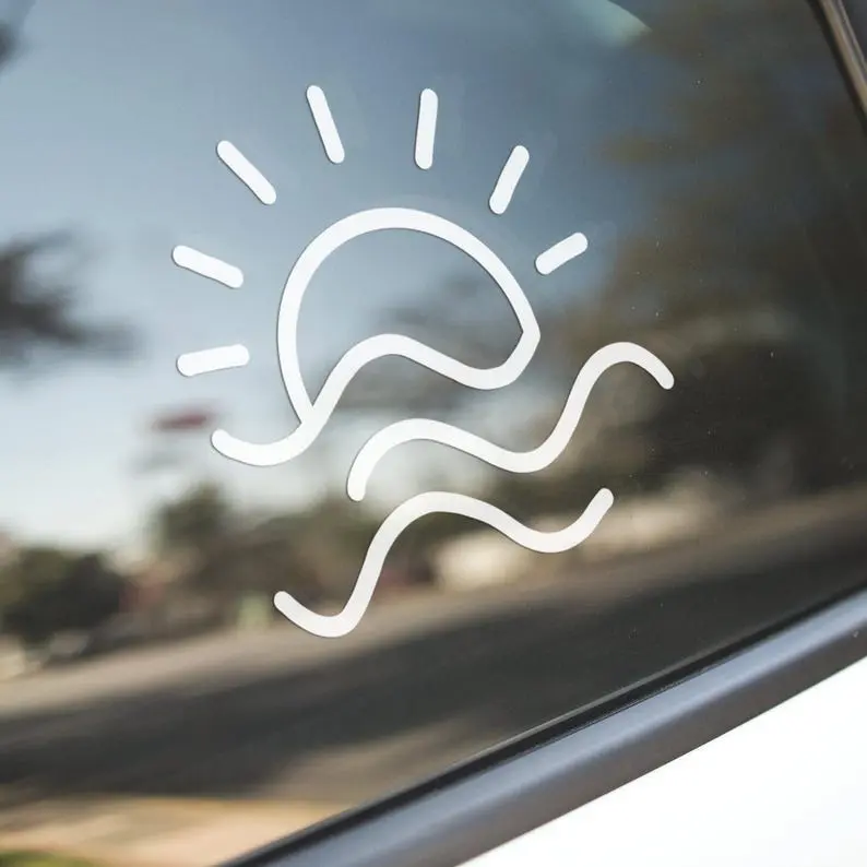 Beach Wave Decal, Wave Ocean Summer Car Window Sticker Vinyl