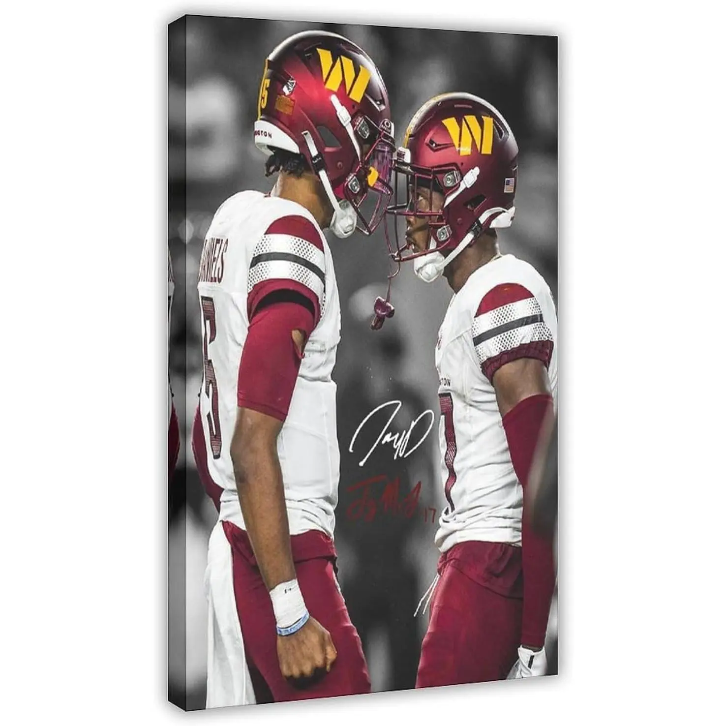 Jayden Daniels & Terry McLaurin Player Images 2-Canvas Poster - Artistic Customizable Multi-Size Home Wall Decor, New Office/Garden Wall Art Print, Ideal Gift for Home Supplies Enthusiasts