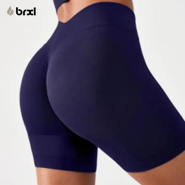 BRXL Seamless High Waisted Tummy Control Yoga Impact Shorts - Comfortable Fit Versatile Style for Yoga and Active Lifestyle in Green - Gym Exercise Activewear-LOVE