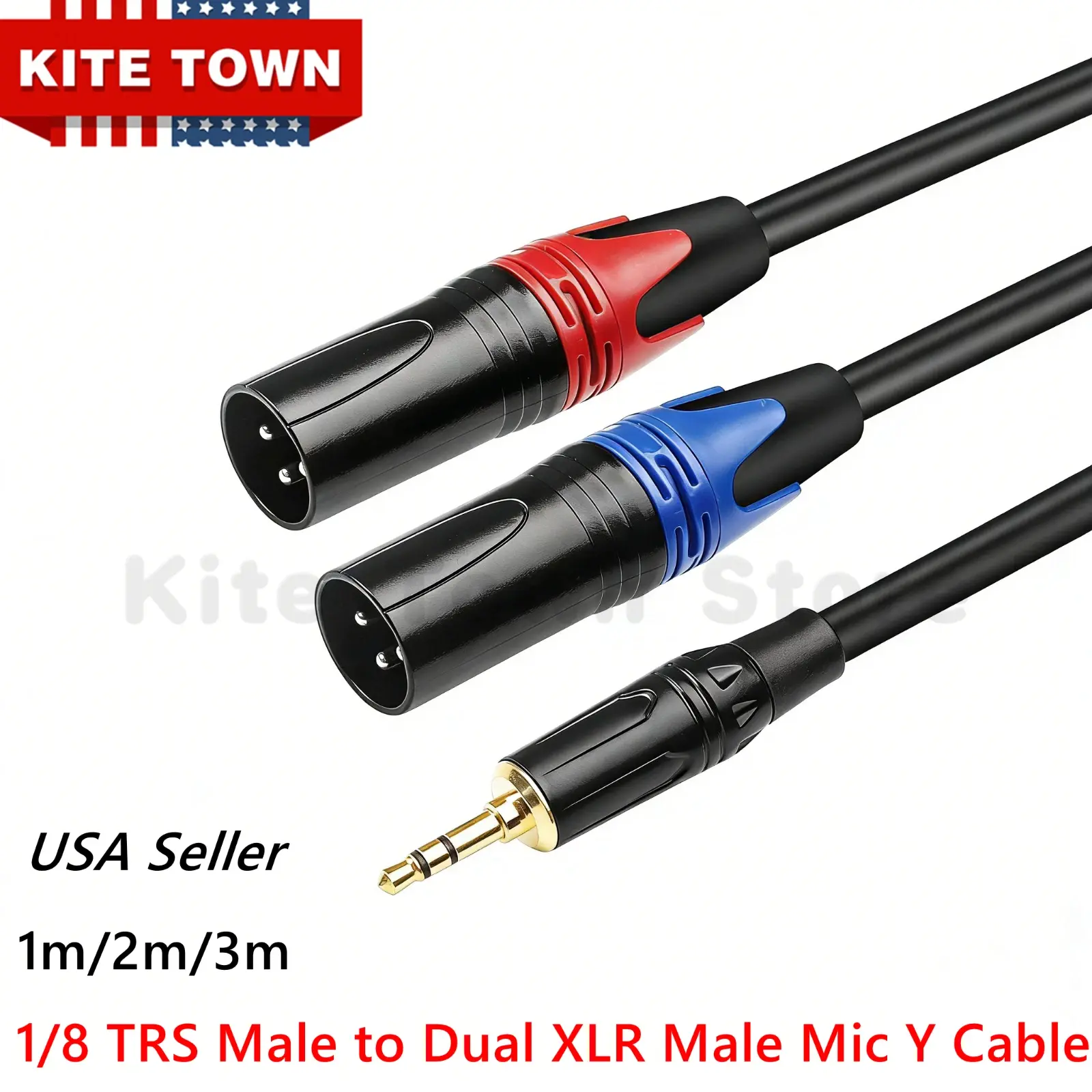 1/8 TRS Male to Dual XLR Male Microphones Stereo Splitter Y Cable Adapter