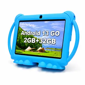 7-inch Kids Tablet, 32GB ROM, 2GB RAM Android 13.0, 2.4G WiFi | Eye Protection Screen | Parental Control | Dual Cameras | Shockproof Silicone Case | Educational Apps | Built-in Speaker | Kids Tablet with Dynamic Display | Shockproof Design