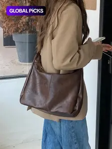 Women's Solid Color Shoulder Bag, Back To School, Fashionable Large Capacity Crossbody Bag for Daily Used, Casual Trendy Versatile High-quality Daily Commuting Bag, Hobo Shoulder Bag, Crossbody Shoulder Handbag, Daily Commuter Bag