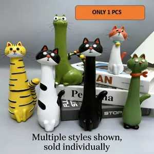 Funny Long Neck Cat Resin Vase, Unique Home Decor, Cute Animal Design, Perfect for Living Room and Bedroom, Fun Gift Idea
